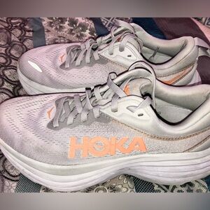 HOKA Women's Gray and Orange Running Shoes